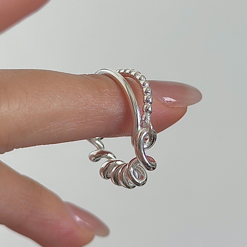 Wholesale 925 Sterling Silver Multi-Wear Spiral Coil Beaded Band Ring - Image 3