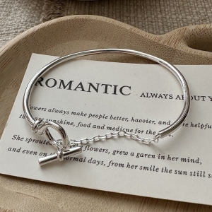 Wholesale 925 Sterling Silver Minimalist Silver OT Clasp Bangle