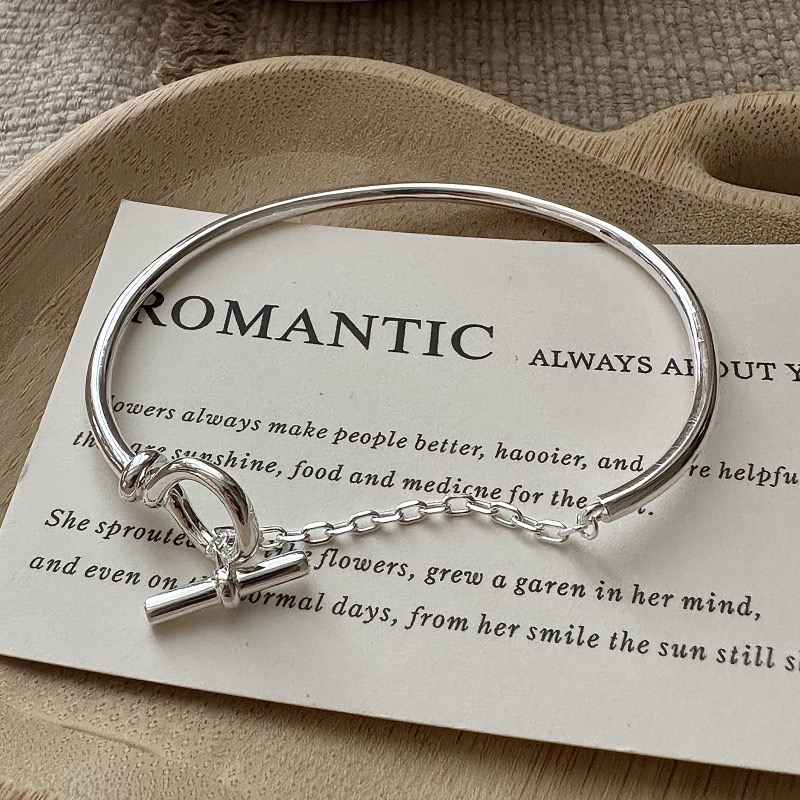 Wholesale 925 Sterling Silver Minimalist Silver OT Clasp Bangle