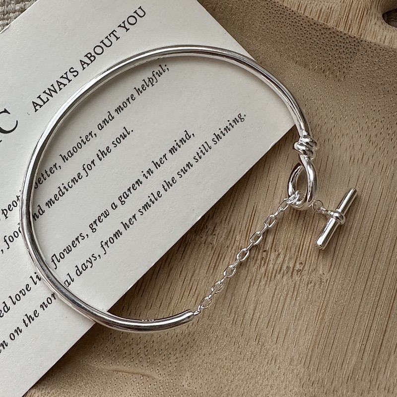Wholesale 925 Sterling Silver Minimalist Silver OT Clasp Bangle - Image 3