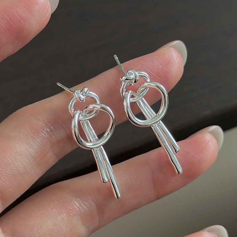 Wholesale 925 Sterling Silver Minimalist Loop Knot Matching Necklace Earrings Set - Image 2