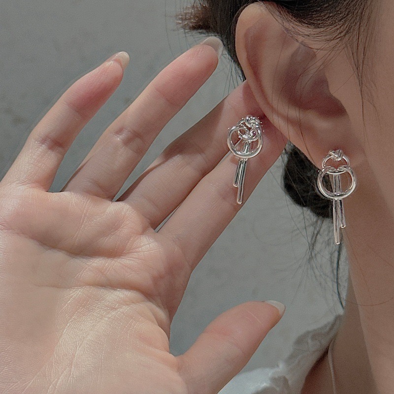 Wholesale 925 Sterling Silver Minimalist Loop Knot Matching Necklace Earrings Set - Image 4