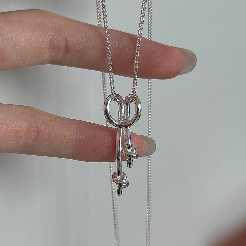 Wholesale 925 Sterling Silver Minimalist Loop Knot Matching Necklace Earrings Set - Image 3