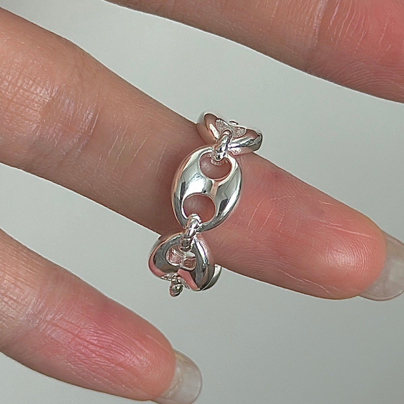 Wholesale 925 Sterling Silver Irregular Hollow Chain Open Band Ring - Image 3