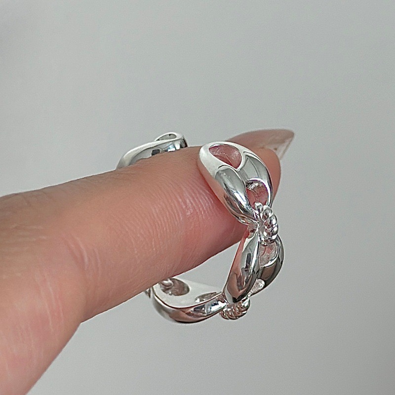 Wholesale 925 Sterling Silver Irregular Hollow Chain Open Band Ring - Image 2