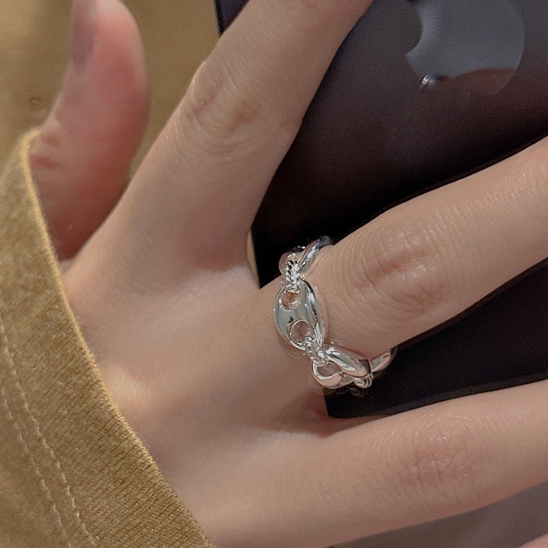 Wholesale 925 Sterling Silver Irregular Hollow Chain Open Band Ring - Image 6