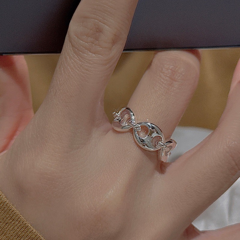 Wholesale 925 Sterling Silver Irregular Hollow Chain Open Band Ring - Image 4