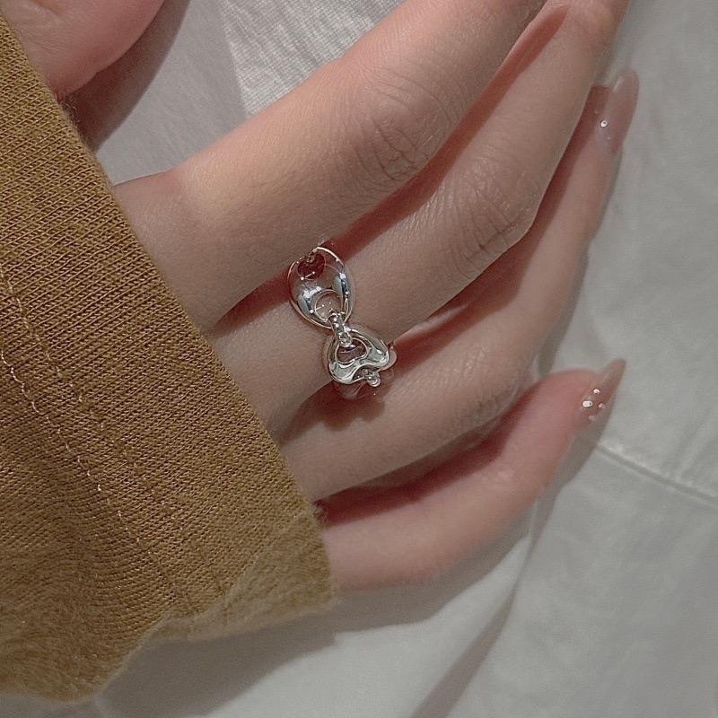 Wholesale 925 Sterling Silver Irregular Hollow Chain Open Band Ring - Image 5