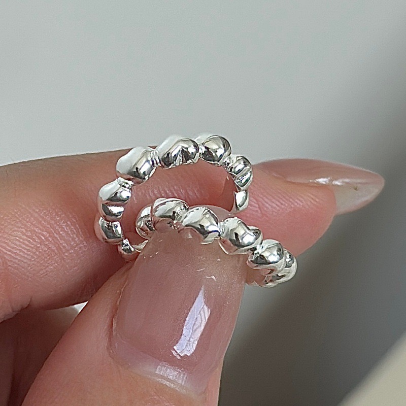 Wholesale 925 Sterling Silver Beaded Minimalist Open Hoop Ear Cuffs - Image 2