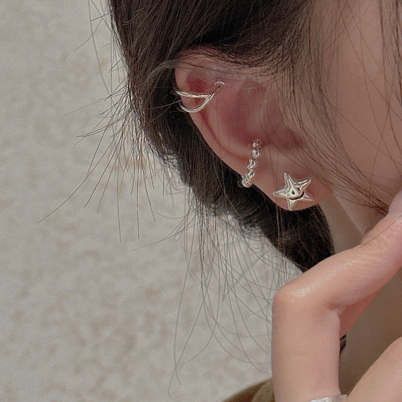 Wholesale 925 Sterling Silver Beaded Minimalist Open Hoop Ear Cuffs - Image 4