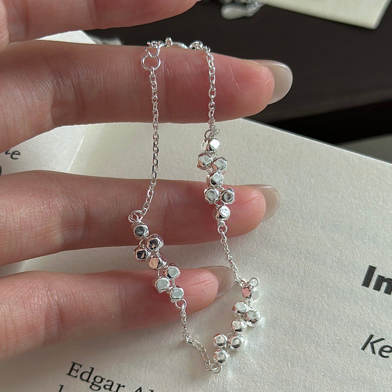 Wholesale 925 Sterling Silver Minimalist Cut‑Bead Silver Chain Necklace & Bracelet - Image 3