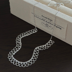 Wholesale 925 Sterling Silver Hollow Out Lace Silver Choker Necklace Retro Filigree Collar