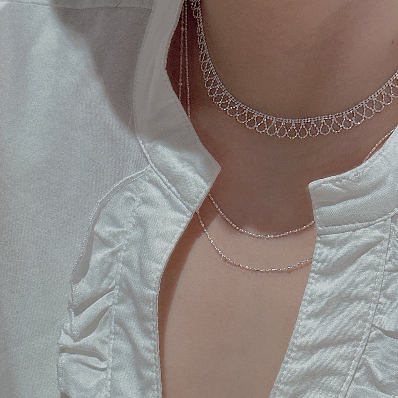 Wholesale 925 Sterling Silver Hollow Out Lace Silver Choker Necklace Retro Filigree Collar - Image 4