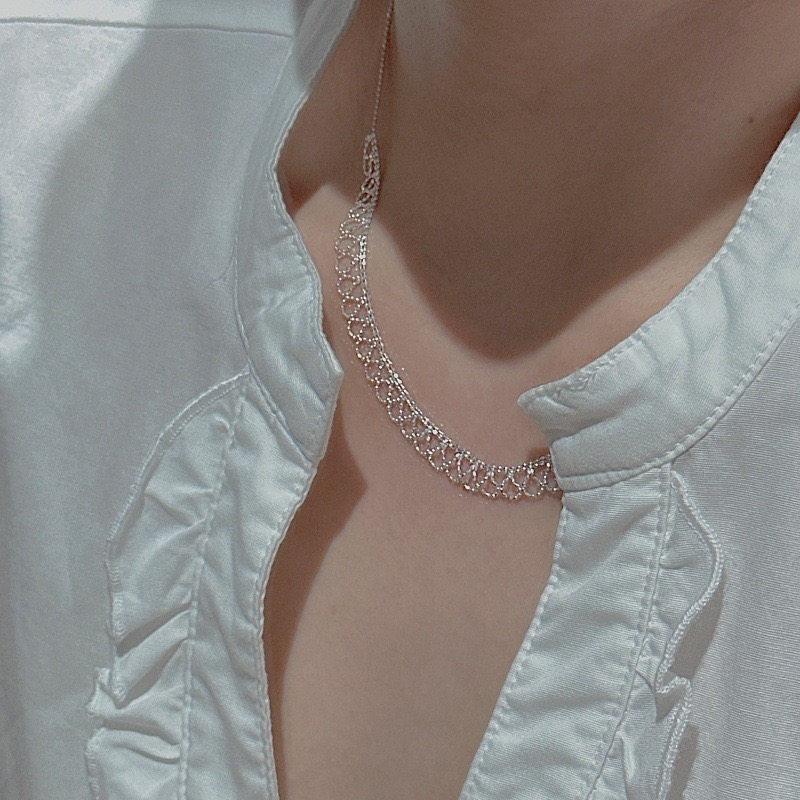 Wholesale 925 Sterling Silver Hollow Out Lace Silver Choker Necklace Retro Filigree Collar - Image 5