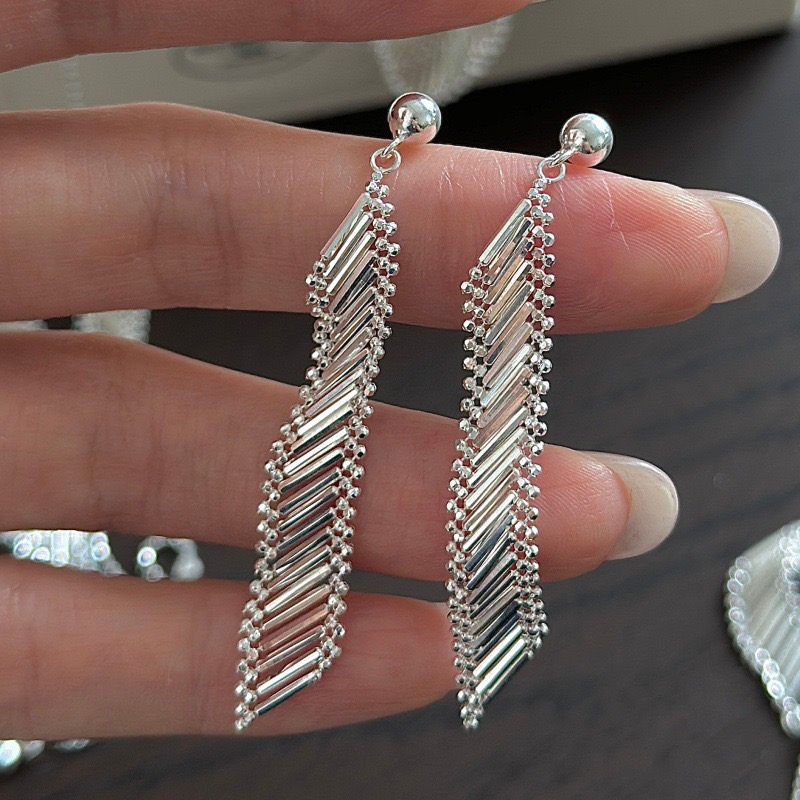 Wholesale 925 Sterling Silver Retro Geometric Strip Tassel Necklace Drop Earrings Bracelet Adjustable Ring - Image 6