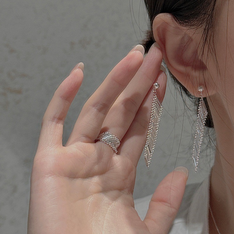 Wholesale 925 Sterling Silver Retro Geometric Strip Tassel Necklace Drop Earrings Bracelet Adjustable Ring - Image 7
