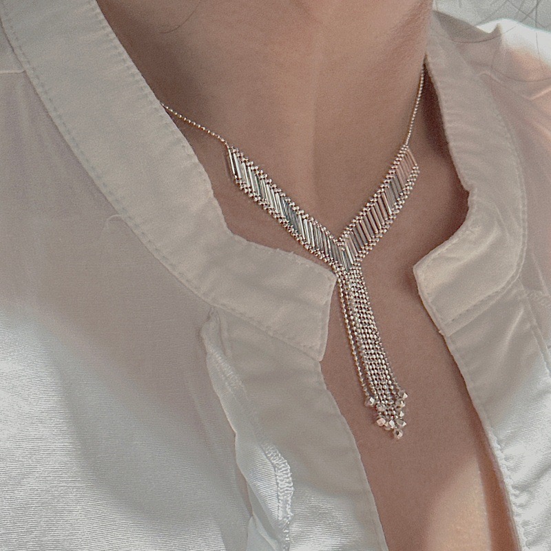 Wholesale 925 Sterling Silver Retro Geometric Strip Tassel Necklace Drop Earrings Bracelet Adjustable Ring - Image 9