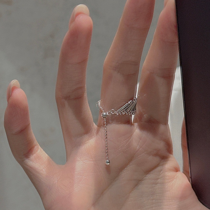Wholesale 925 Sterling Silver Retro Geometric Strip Tassel Necklace Drop Earrings Bracelet Adjustable Ring - Image 12
