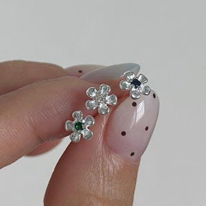 Wholesale 925 Sterling Silver Small Flower Zirconia Stud Earrings