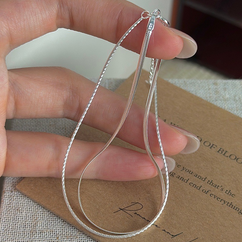 Wholesale 925 Sterling Silver Double Layer Snake Chain Minimalist Stackable Bracelet - Image 3