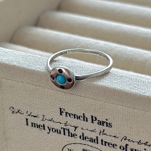 Wholesale 925 Sterling Silver  Minimalist Synthetic Turquoise Oxidized Ring