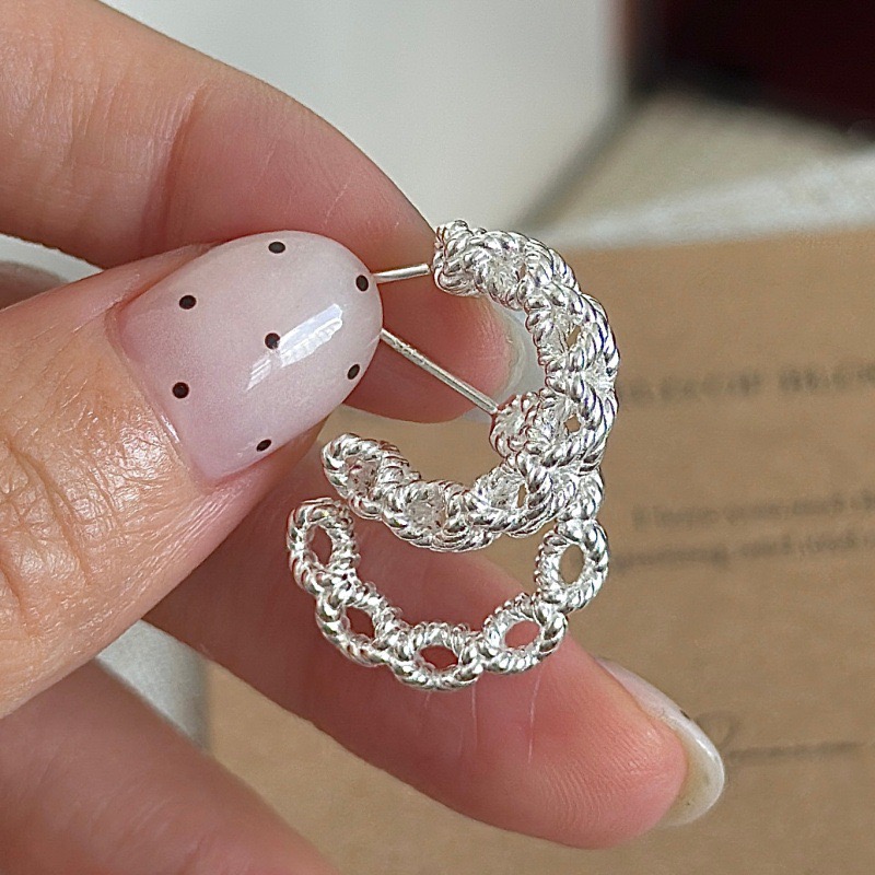 Wholesale 925 Sterling Silver Twisted Rope Texture Hoop Earrings - Image 3