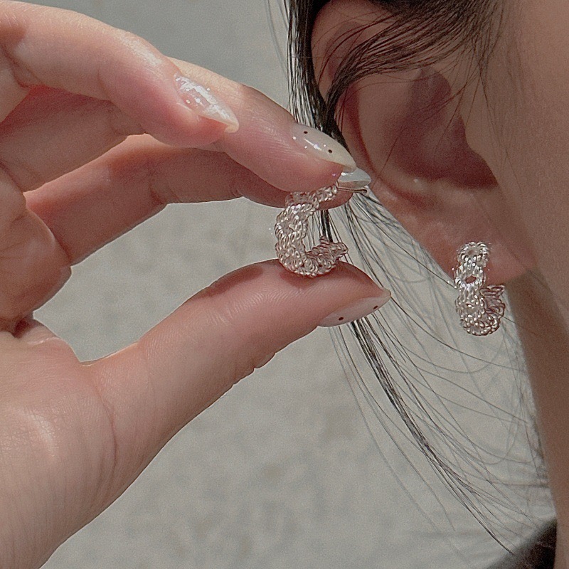 Wholesale 925 Sterling Silver Twisted Rope Texture Hoop Earrings - Image 4