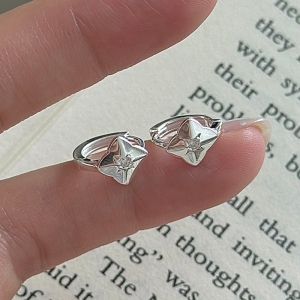 Wholesale 925 Sterling Silver Star Huggie Hoop Earrings with Zircon