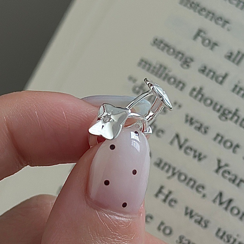 Wholesale 925 Sterling Silver Star Huggie Hoop Earrings with Zircon - Image 3