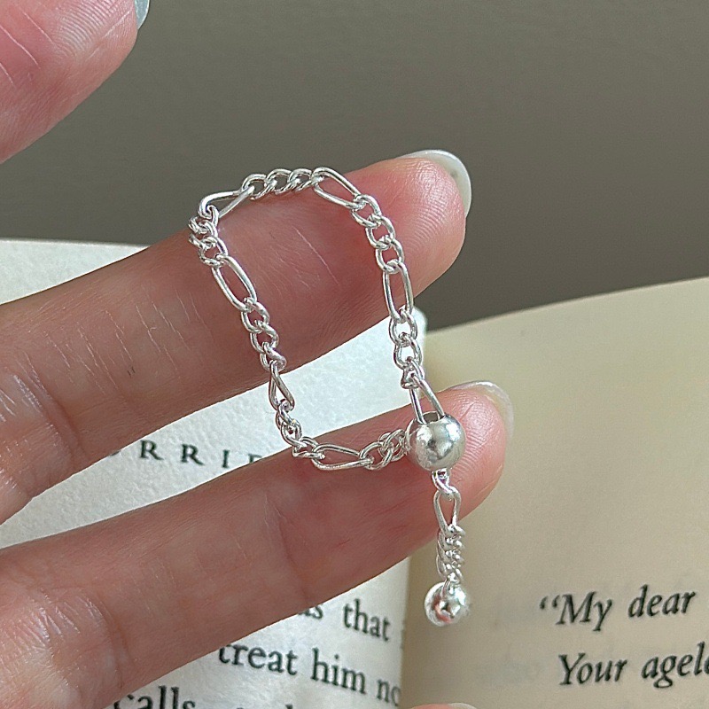 Wholesale 925 Sterling Silver Slider Bead Pull Chain Ring with Dangling Ball Charm - Image 2