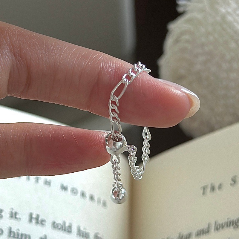 Wholesale 925 Sterling Silver Slider Bead Pull Chain Ring with Dangling Ball Charm - Image 3