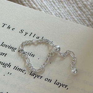 Wholesale 925 Sterling Silver Slider Bead Pull Chain Ring with Dangling Ball Charm