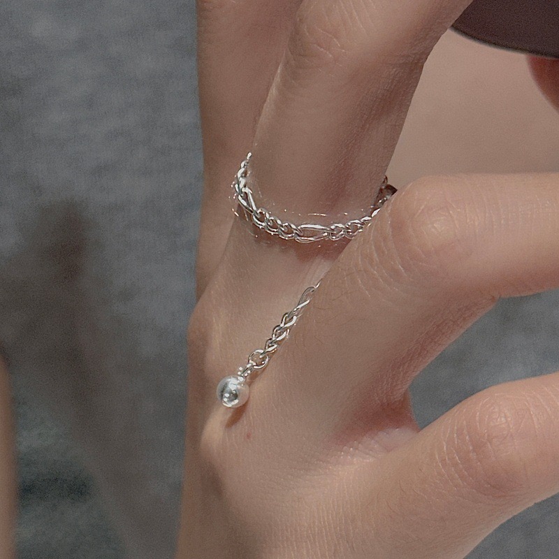 Wholesale 925 Sterling Silver Slider Bead Pull Chain Ring with Dangling Ball Charm - Image 5
