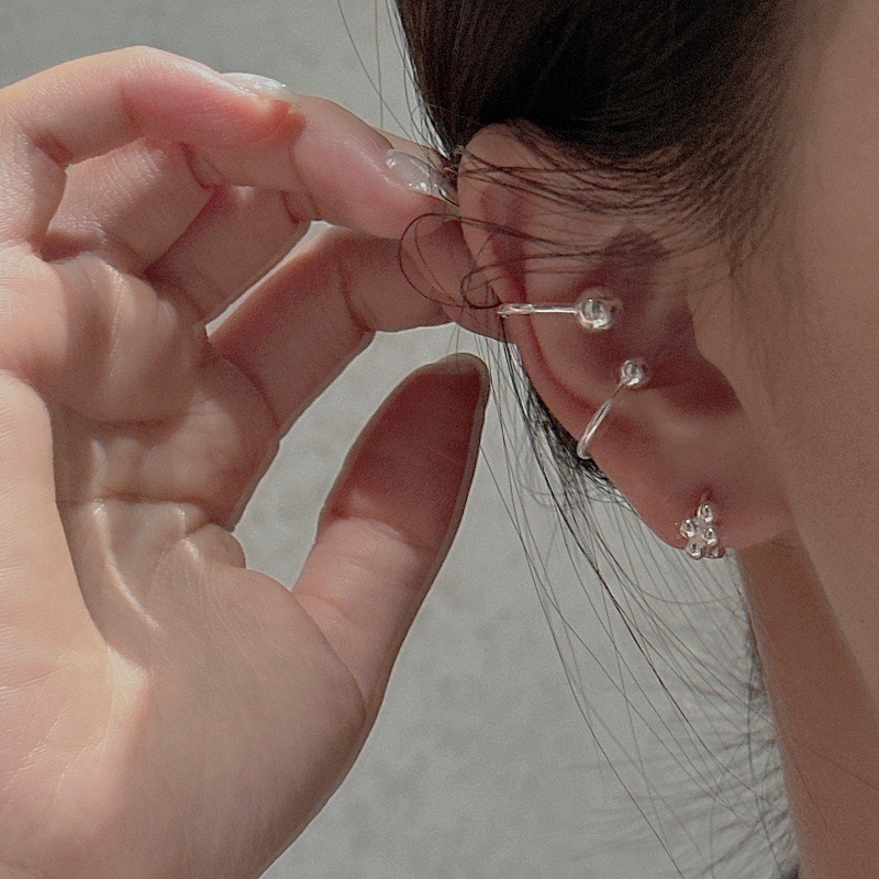 Wholesale 925 Sterling Silver U‑Shape Double Ball Non‑Piercing Horseshoe Ear Cuff Earrings - Image 6