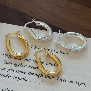 Wholesale 925 Sterling Silver U-shape Hoop Earrings In Silver and In Gold