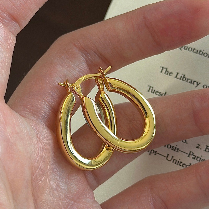 Wholesale 925 Sterling Silver U-shape Hoop Earrings In Silver and In Gold - Image 3