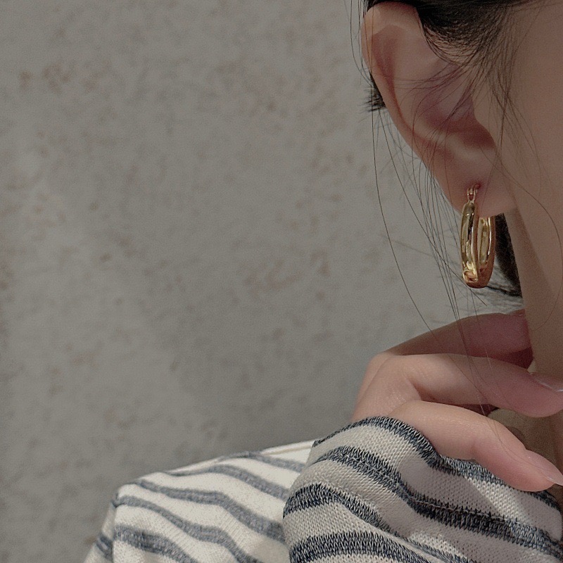 Wholesale 925 Sterling Silver U-shape Hoop Earrings In Silver and In Gold - Image 4