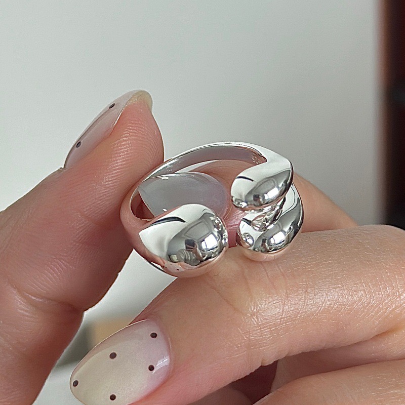 Wholesale 925 Sterling Silver Irregular Sculptural Open Minimalist Statement Ring - Image 3