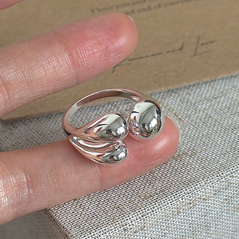 Wholesale 925 Sterling Silver Irregular Sculptural Open Minimalist Statement Ring - Image 2
