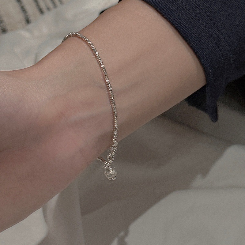 925 Sterling Silver Beaded Adjustable Minimalist Stackable Sliding Clasp Bracelet - Image 4