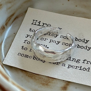 Wholesale 925 Sterling Silver Irregular Hammered Open Textured Uneven Band Adjustable Ring