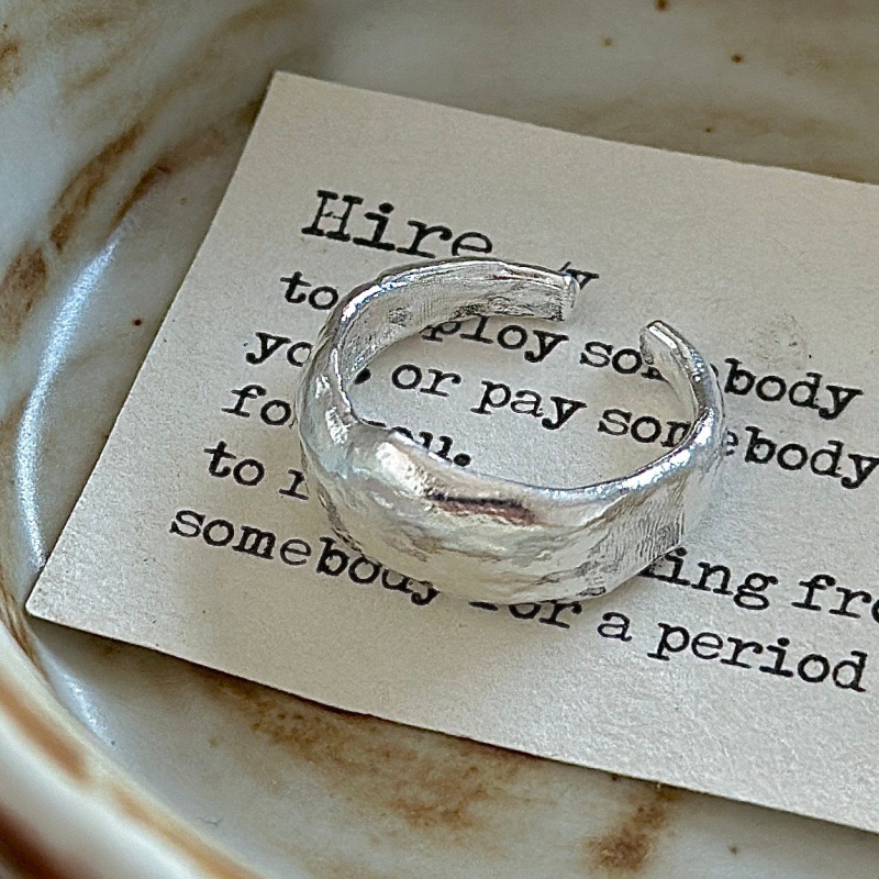Wholesale 925 Sterling Silver Irregular Hammered Open Textured Uneven Band Adjustable Ring