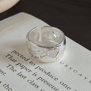 Wholesale 925 Sterling Silver Open Band Hollow Heart Cutout Ring