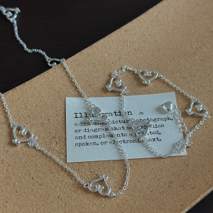 Wholesale 925 Sterling Silver Hollow Heart Stacking Necklace & Bracelet Set
