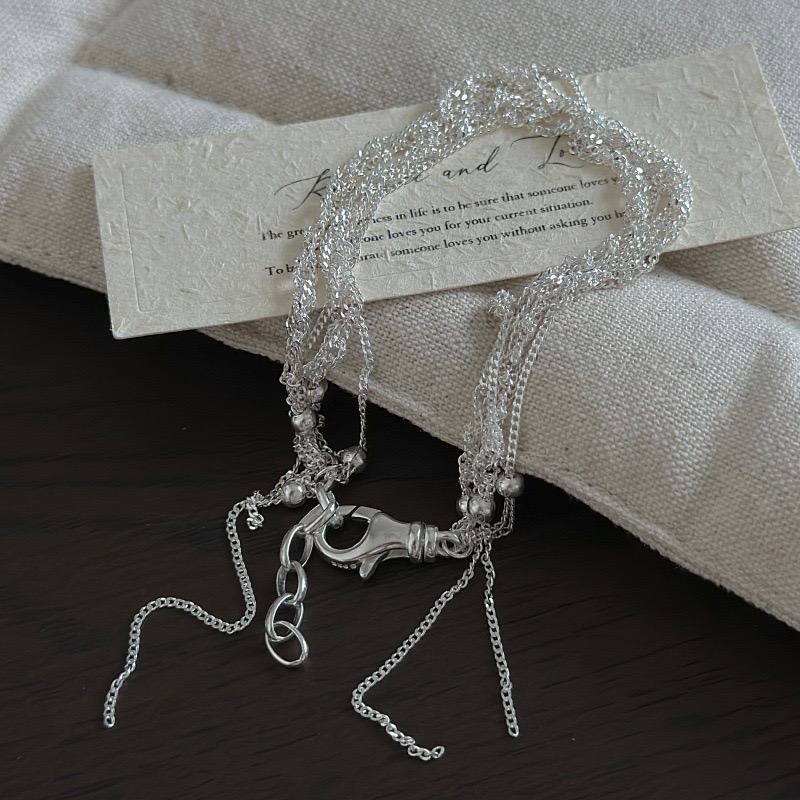 Wholesale 925 Sterling Silver Layering Shimmer Sparkling Chain Tassel Bracelet