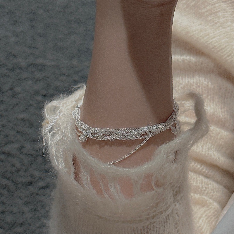Wholesale 925 Sterling Silver Layering Shimmer Sparkling Chain Tassel Bracelet - Image 5