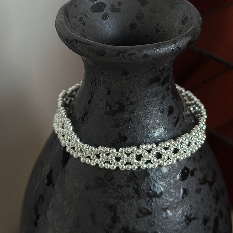 Wholesale 925 Sterling Silver Elastic Lace Beaded Stretch Bracelet