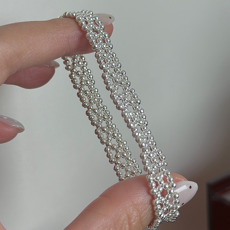 Wholesale 925 Sterling Silver Elastic Lace Beaded Stretch Bracelet - Image 2