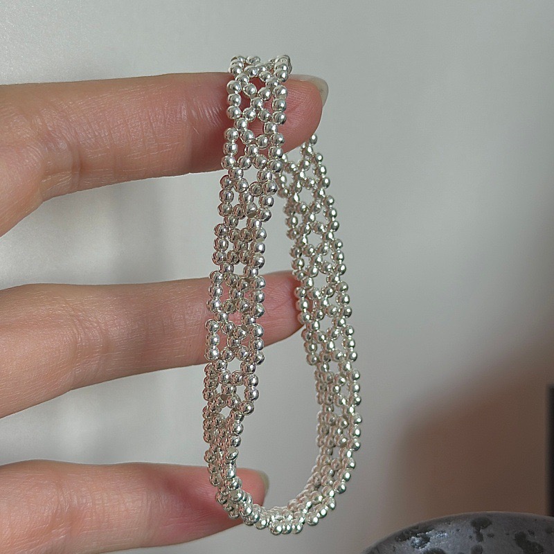 Wholesale 925 Sterling Silver Elastic Lace Beaded Stretch Bracelet - Image 3