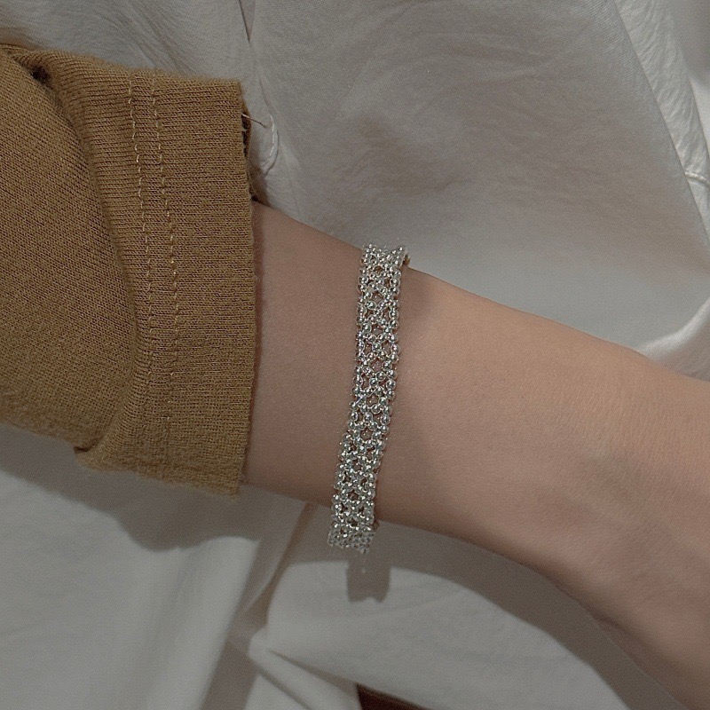 Wholesale 925 Sterling Silver Elastic Lace Beaded Stretch Bracelet - Image 5